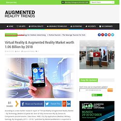 Augmented Reality Trends Virtual Reality & Augmented Reality Market worth 1.06 Billion by 2018