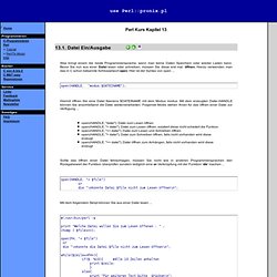 Datei Ein/Ausgabe Verzeichnis open read write STDOUT STDIN print sysopen sysread syswrite