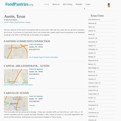 Austin Texas Food Pantries, Food Banks, Soup Kitchens