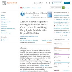 A review of advanced practice nursing in the United States, Canada, Australia and Hong Kong Special Administrative Region (SAR), China