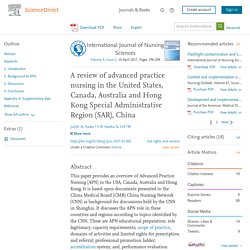 A review of advanced practice nursing in the United States, Canada, Australia and Hong Kong Special Administrative Region (SAR), China