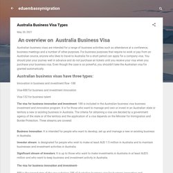 Australia Business Visa Types