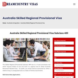 Australia Skilled Regional (Provisional) visa (subclass 489)