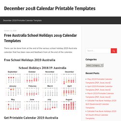 Free Australia School Holidays 2019 Calendar Templates
