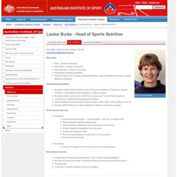 Louise Burke - Head of Sports Nutrition