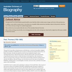 Biography - Thomas Peel - Australian Dictionary of Biography
