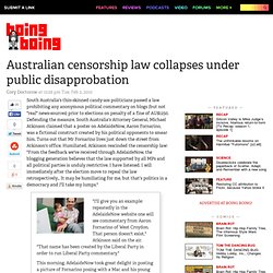 Australian censorship law collapses under public disapprobation