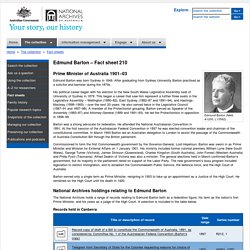 Edmund Barton - Fact sheet 210 – National Archives of Australia, Australian Government