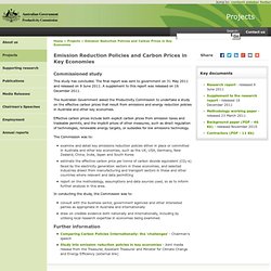 Emission Reduction Policies and Carbon Prices in Key Economies - Productivity Commission