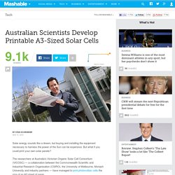 Australian Scientists Develop Printable A3-Sized Solar Cells