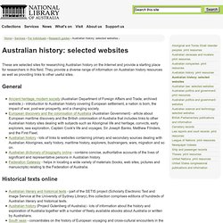 Australian history: selected websites
