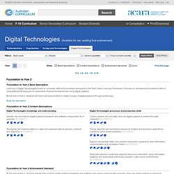 The Australian Curriculum v6.0 Digital Technologies Foundation to Year 10 Curriculum by rows