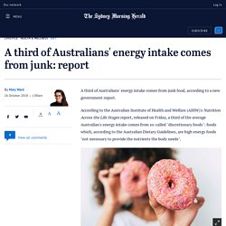A third of Australians' energy intake comes from junk: report