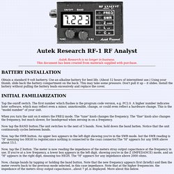 Autek Research RF-1 RF Analyst