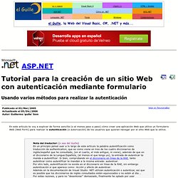 ASP.NET: Tutorial para la creación de un sitio Web con autenticación mediante formulario