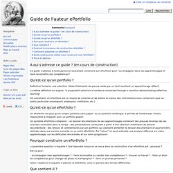 Guide de l'auteur ePortfolio - WikiEducator