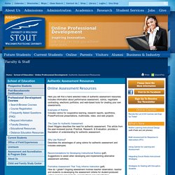 Assessment Resources Online Professional Development - UW Stout, Wisconsin's Polytechnic University