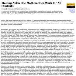 Forman & Steen: Making Authentic Mathematics Work for All Students