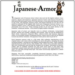 Japanese Samurai Armor (armour) - Authentic Reproduction