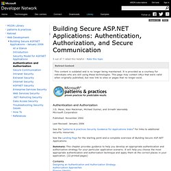 Building Secure ASP.NET Applications: Authentication, Authorization, and Secure Communication
