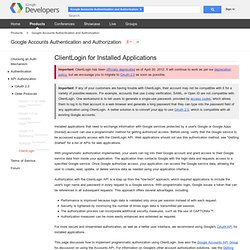 ClientLogin for Installed Applications - Google Accounts Authentication and Authorization