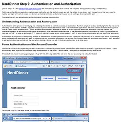 NerdDinner Step 9: Authentication and Authorization