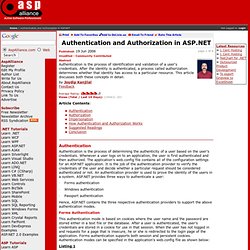 Authentication and Authorization in ASP.NET
