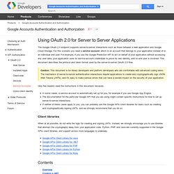 Using OAuth 2.0 for Server to Server Applications - Google Accounts Authentication and Authorization