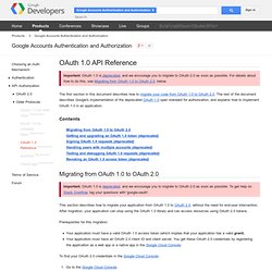 OAuth 1.0 API Reference - Authentication and Authorization for Google APIs - Google Code