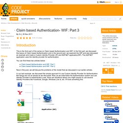 Claim based Authentication- WIF : Part 3