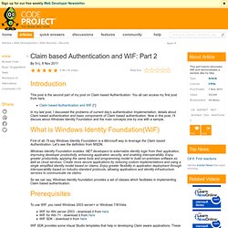 Claim based Authentication and WIF : Part 2