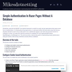 Simple Authentication In Razor Pages Without A Database