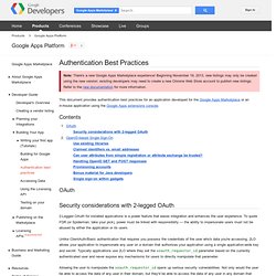 Authentication Best Practices - Google Apps Marketplace - Google Code