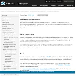 Authentication Methods Overview - Current Mule Documentation