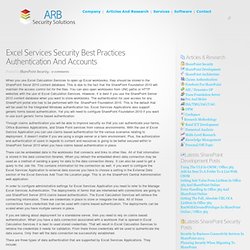 Excel Services Security Best Practices – Authentication And Accounts