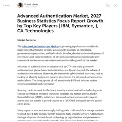Advanced Authentication Market Statistics, Development and Growth 2027