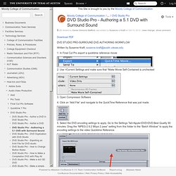 DVD Studio Pro - Authoring a 5.1 DVD with Surround Sound - College of Communication