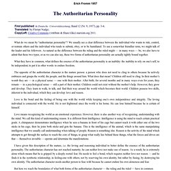 The Authoritarian Personality by Erich Fromm 1957