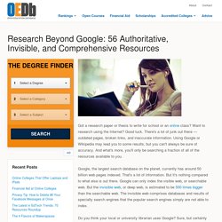 Beyond Google: 56 Authoritative Untapped Resources