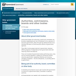 Authorities, commissions, boards and other bodies