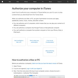 iTunes Store: About authorization and deauthorization