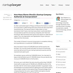 How Many Shares Should a Startup Company Authorize at Incorporation?