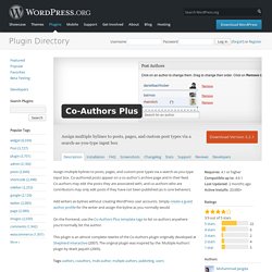 : WordPress › Co-Authors Plus