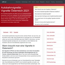 Autobahnvignette - Kosten und Regelungen - Vignette Österreich 2021