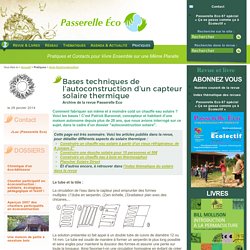 Bases techniques de l'autoconstruction d'un capteur solaire (...) - Archive de la revue Passerelle Eco - Auto EcoConstruction
