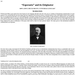 Ralph Dumain: "The Autodidact Project": Isidore Harris: ‘"Esperanto and Its Originator: How a Jew Came to Create a "Universal Language"’