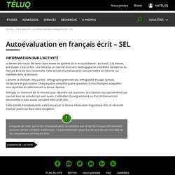 TÉLUQ - Test d'autoévaluation en français écrit – SEL