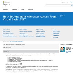 How To Automate Microsoft Access From Visual Basic .NET