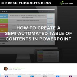 How to Create a Semi-Automated Table of Contents in PowerPoint