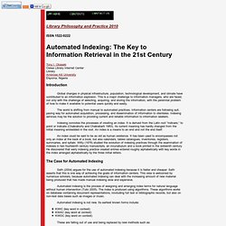 Automated Indexing: The Key to Information Retrieval in the 21st Century, Tony I. Obaseki
